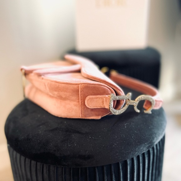 NEW IN BOX Authentic Dior Mini Saddle Bag Velvet with Crystal Rare - Picture 6 of 10